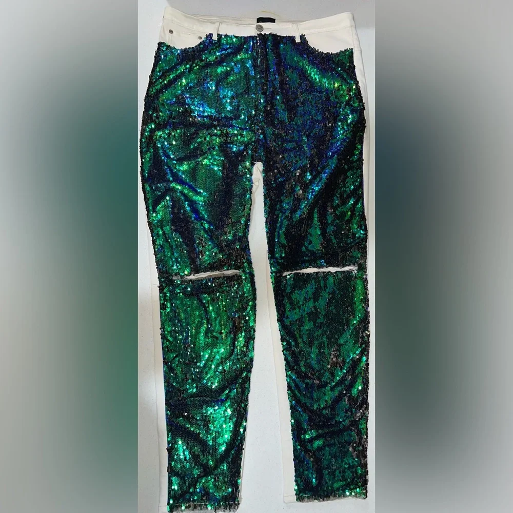 Plus Size Sequin Jeans